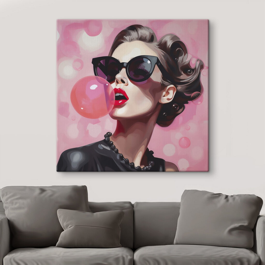 Woman blowing a bubble Woman blowing a bubble