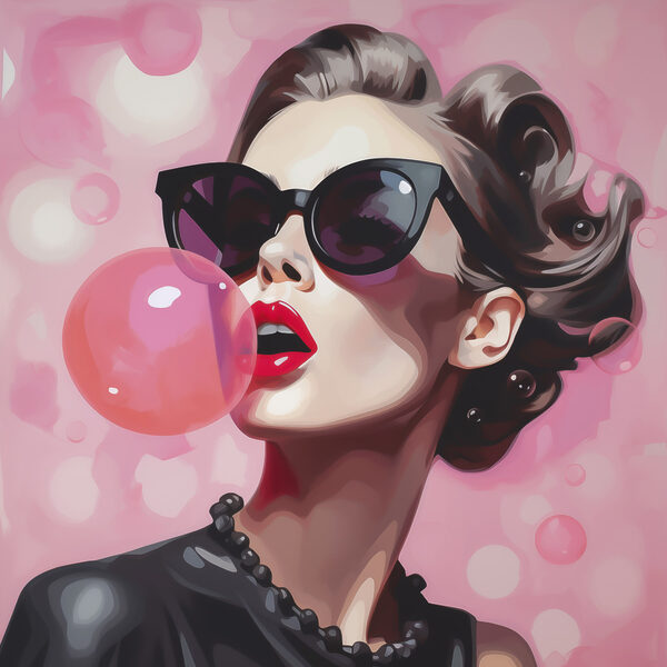 Woman blowing a bubble Woman blowing a bubble