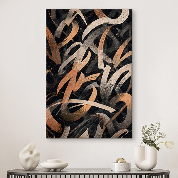 Tableaux Black and orange brush strokes (UGS : s49246)