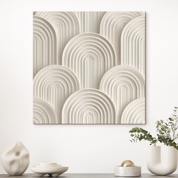 Tableaux Tableaux Mur blanc avec des cercles blancs (UGS : s49243)