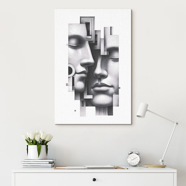Image en noir et blanc représentant deux visages Tableaux Image en noir et blanc représentant deux visages