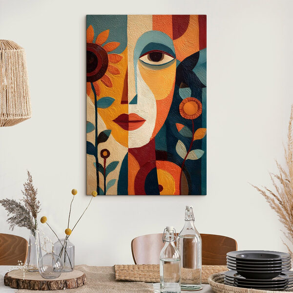 Tableaux Tableaux Tableau représentant le visage d'une femme et des fleurs (UGS : s49228)