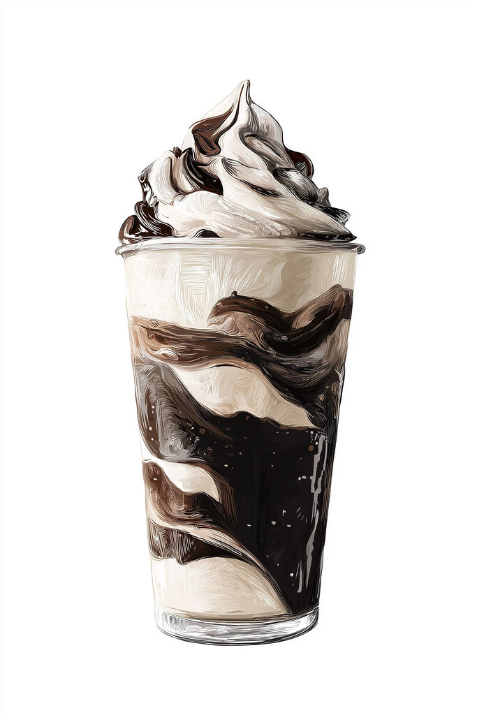 Chocolate and vanilla ice cream in a cup