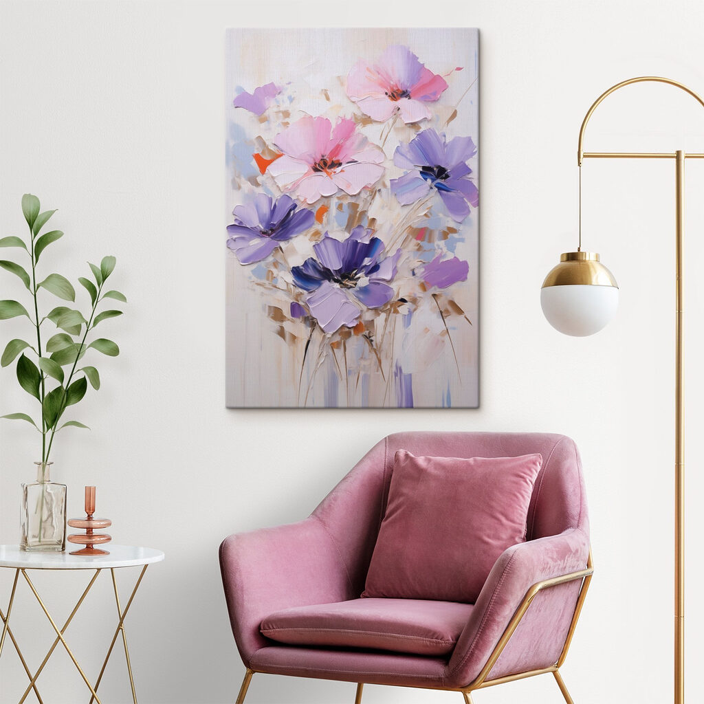 Painting of flowers on a white surface