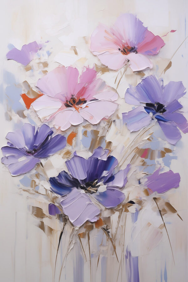 Painting of flowers on a white surface