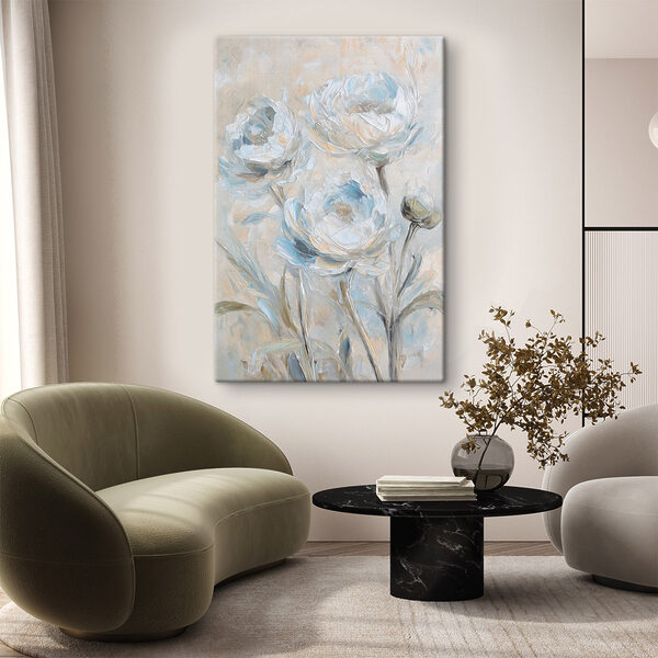 Painting of flowers on a white surface