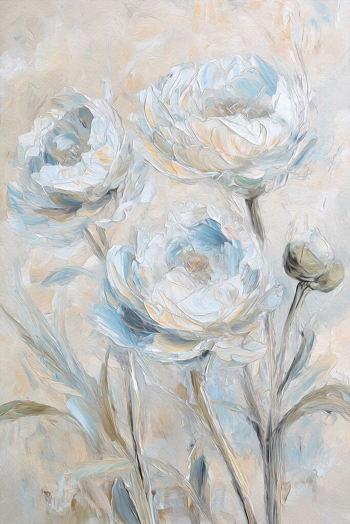 Painting of flowers on a white surface