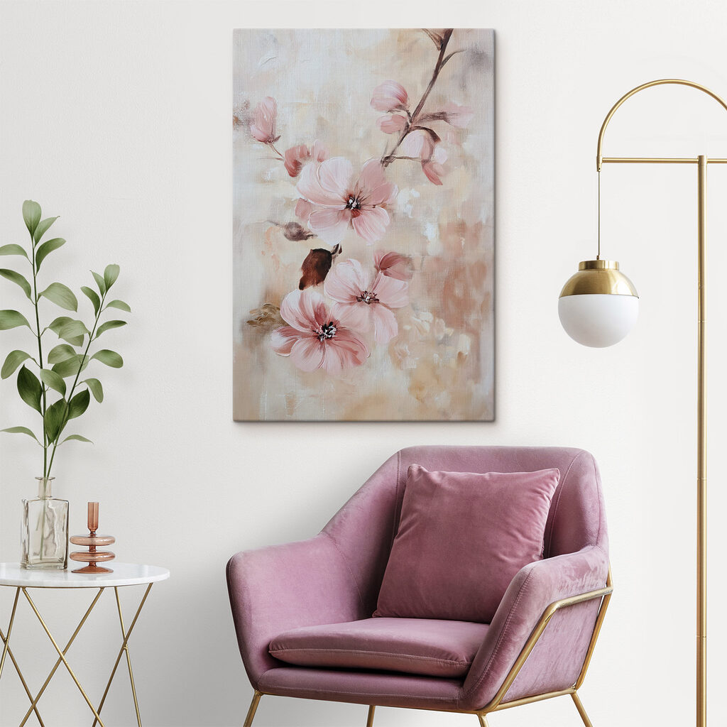 Painting of flowers on a branch Painting of flowers on a branch