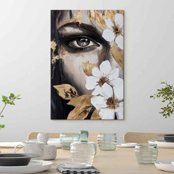 Painting of a woman's eye and flowers Painting of a woman's eye and flowers