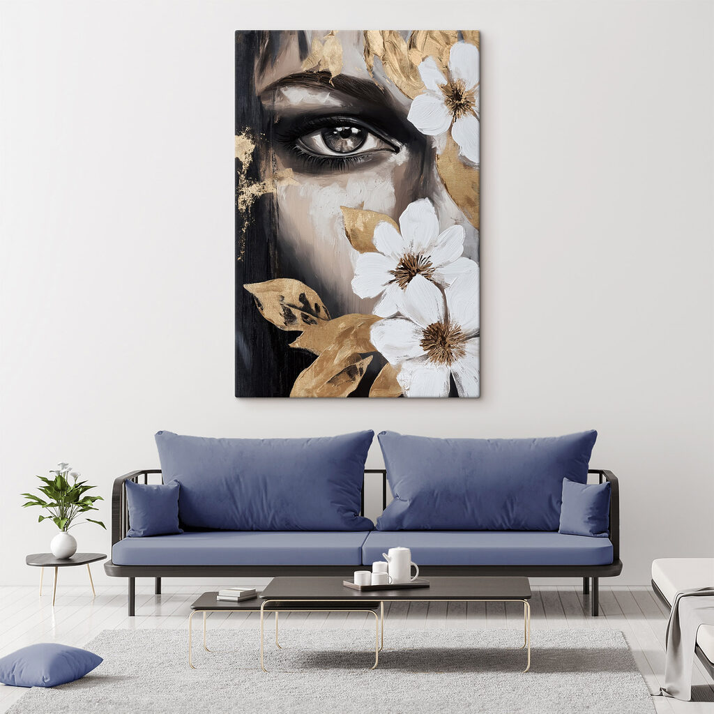 Painting of a woman's eye and flowers Painting of a woman's eye and flowers