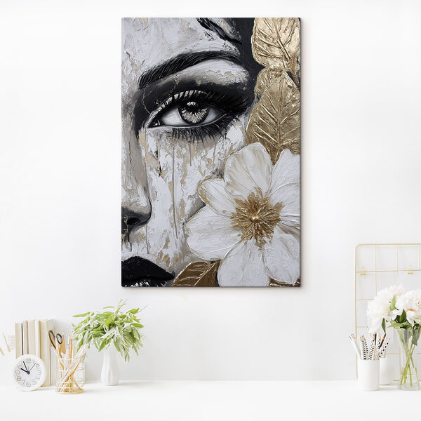 - Striking portrait with flower detail - Striking portrait with flower detail