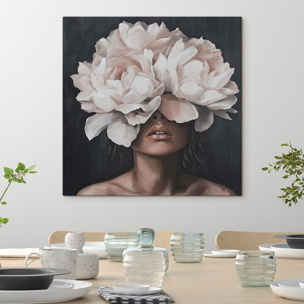 Painting of a woman with flowers on her head