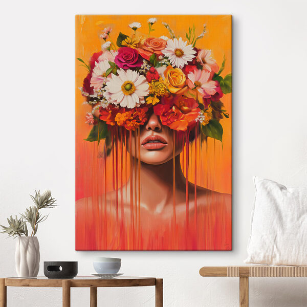 Tableau représentant une femme avec des fleurs sur la tête Tableaux Tableau représentant une femme avec des fleurs sur la tête