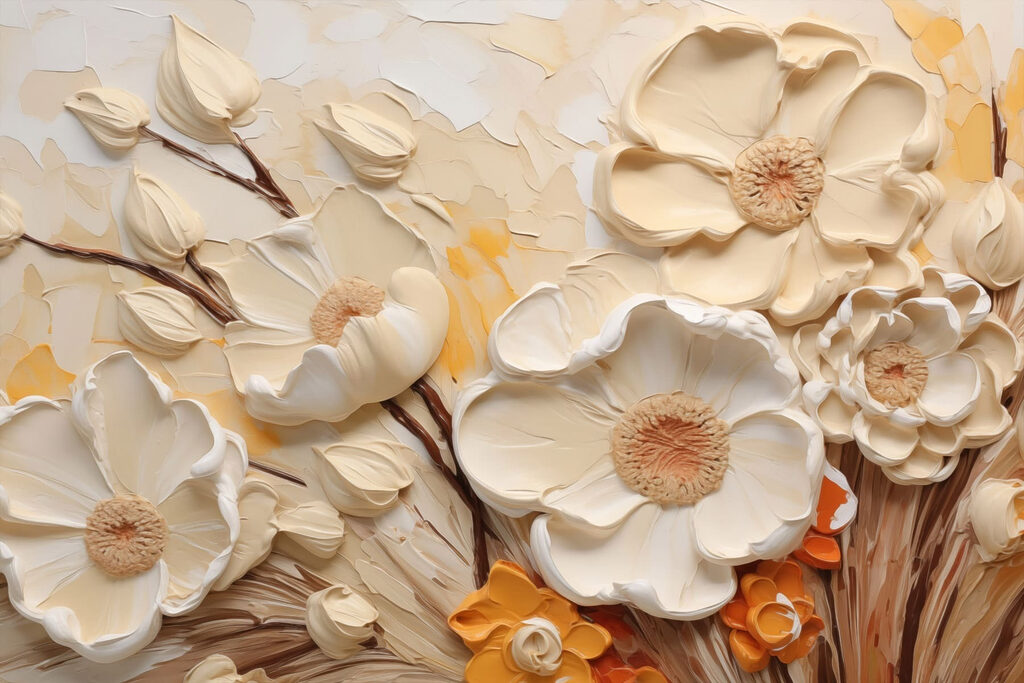 Painting of flowers on a wall