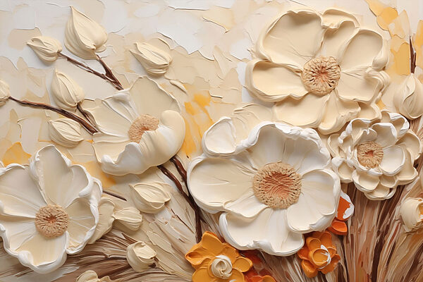 Painting of flowers on a wall