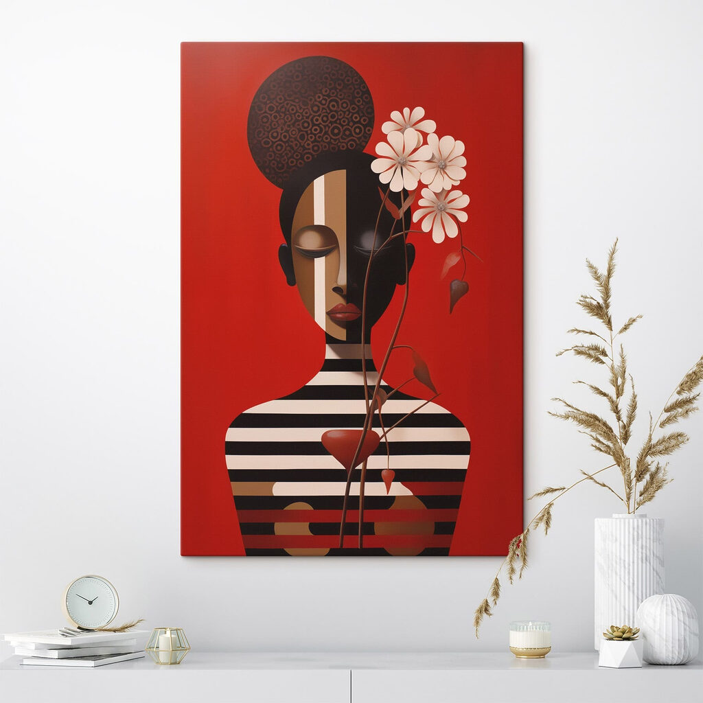 Painting of a woman with flowers