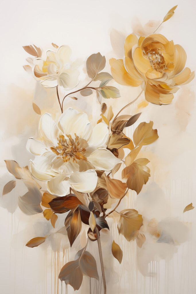 Painting of flowers and leaves Painting of flowers and leaves