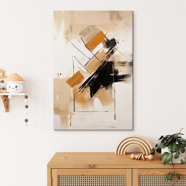 Painting of a black and orange paint Painting of a black and orange paint