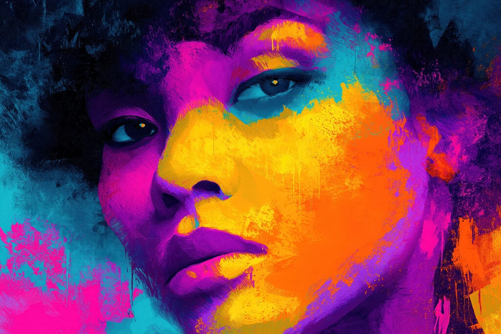 Woman's face with colorful paint Woman's face with colorful paint