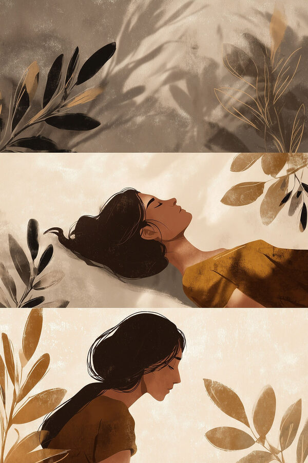 Collage of a woman sleeping Collage of a woman sleeping