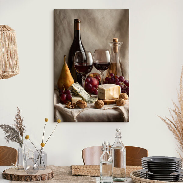 Une bouteille de vin et des verres à vin Tableaux Une bouteille de vin et des verres à vin
