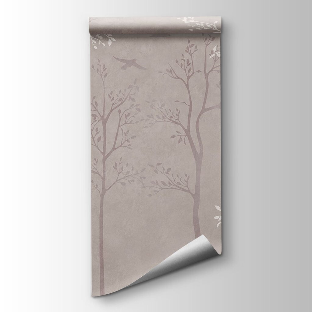 Wallpaper with trees and birds