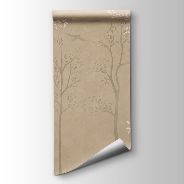 Wallpaper with trees and birds