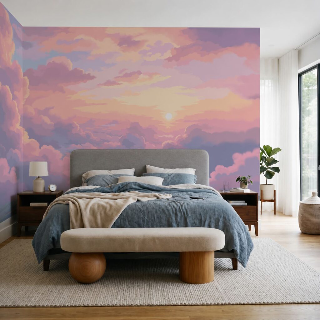 Des nuages roses et le soleil