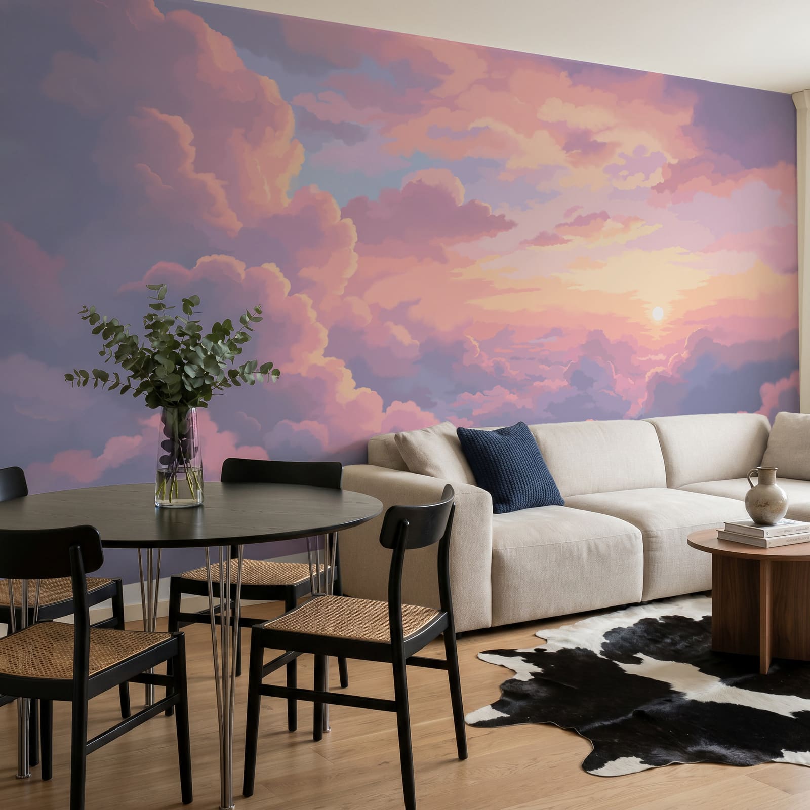 Des nuages roses et le soleil