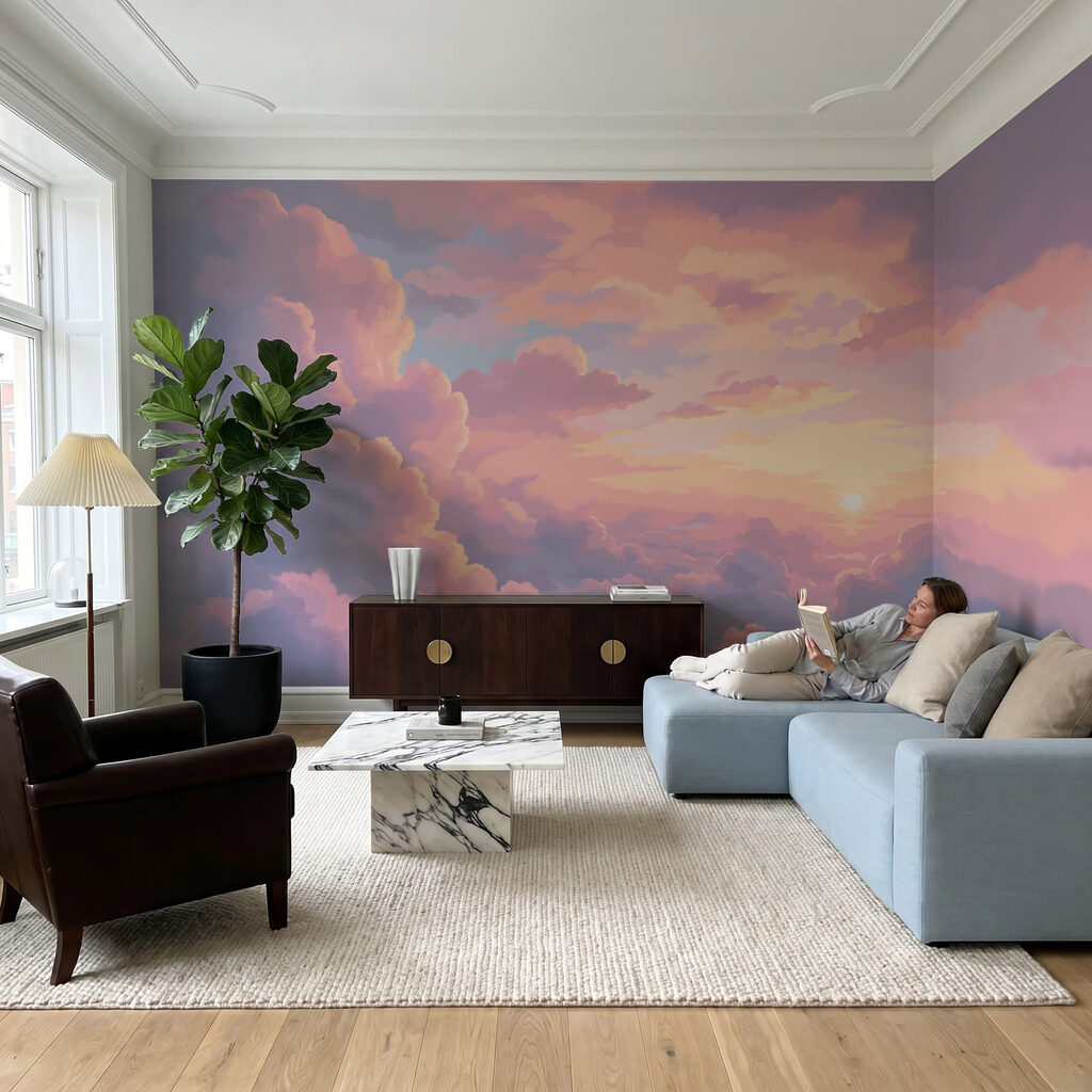 Des nuages roses et le soleil
