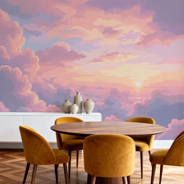 Des nuages roses et le soleil