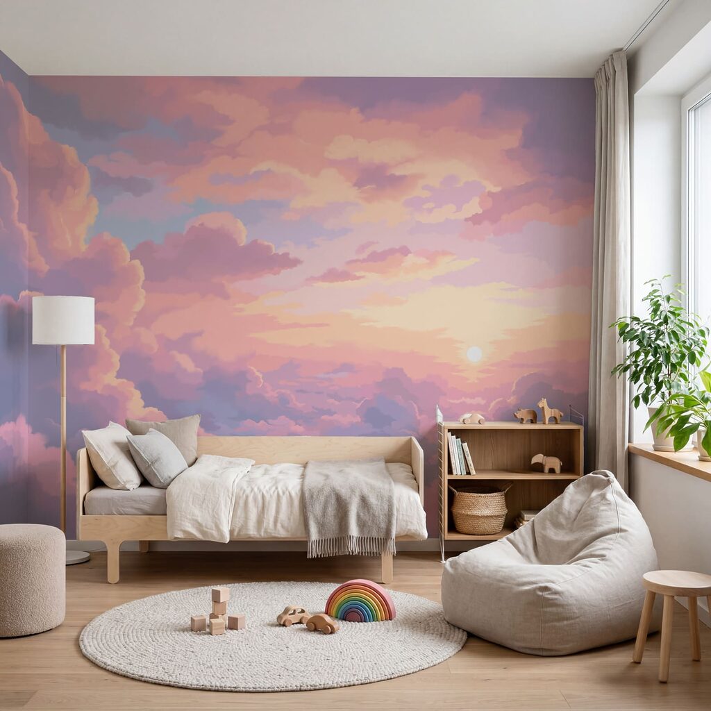 Des nuages roses et le soleil