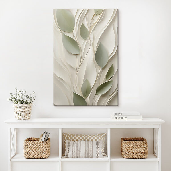 Découpe en papier blanc et vert avec des feuilles Tableaux Découpe en papier blanc et vert avec des feuilles