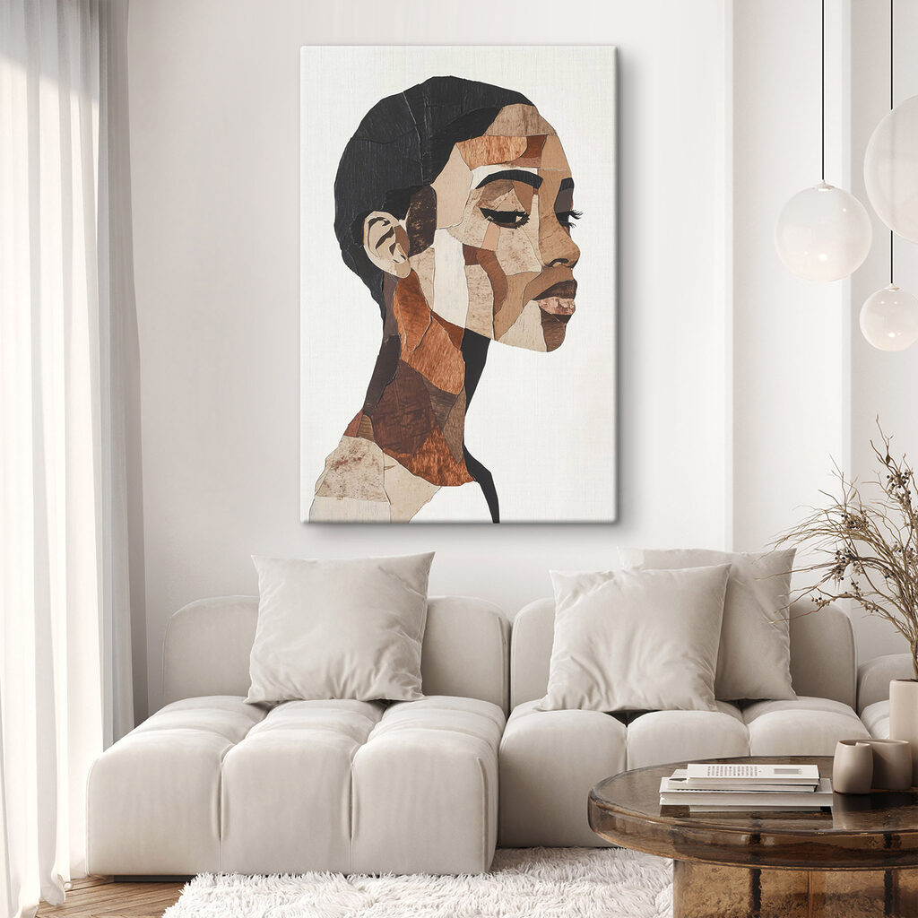 Woman's face with different colors of wood Woman's face with different colors of wood
