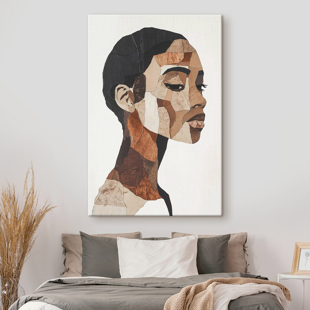 Woman's face with different colors of wood Woman's face with different colors of wood