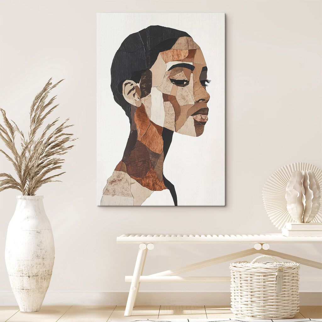 Woman's face with different colors of wood Woman's face with different colors of wood
