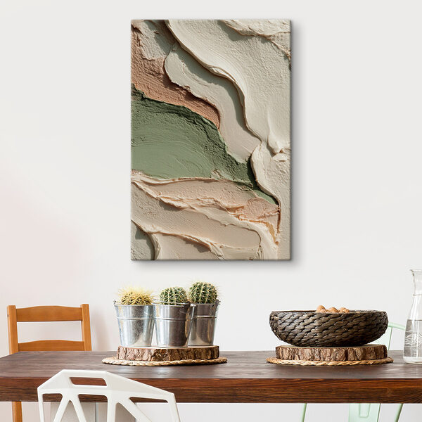 - Earthy tones in flowing patterns