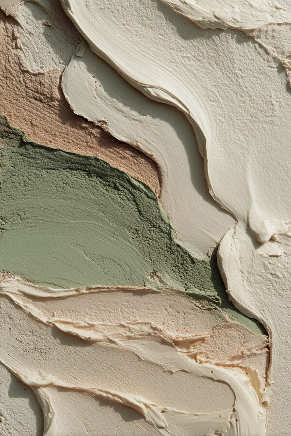 - Earthy tones in flowing patterns
