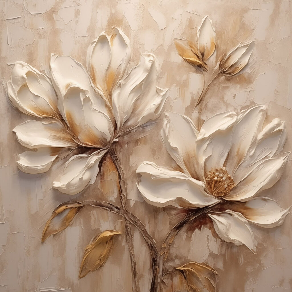 Painting of flowers on a wall Painting of flowers on a wall