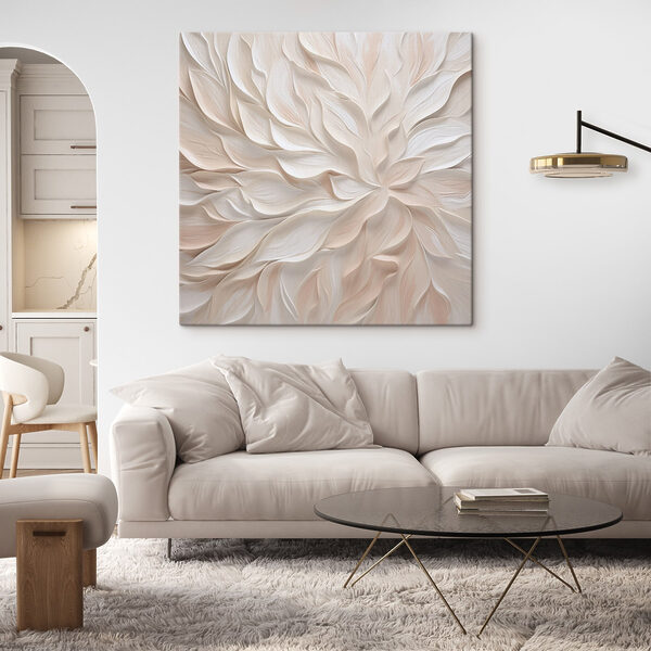 Motif de feuilles blanches et roses Tableaux Motif de feuilles blanches et roses