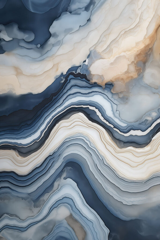 Fluid waves of cool colors