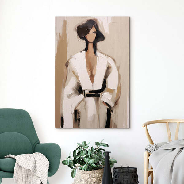 Tableaux Tableau représentant une femme vêtue d'une robe blanche