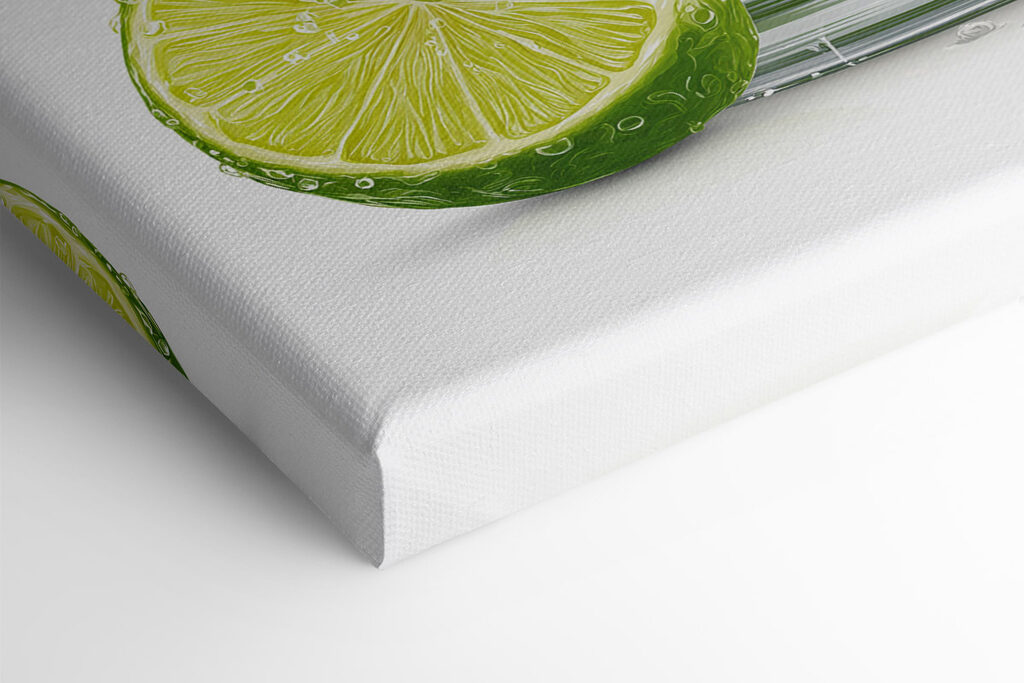 Glass of lime juice with ice and lime slices