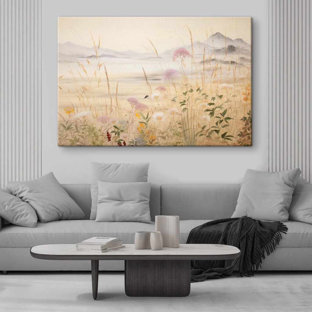 Painting of flowers and grass
