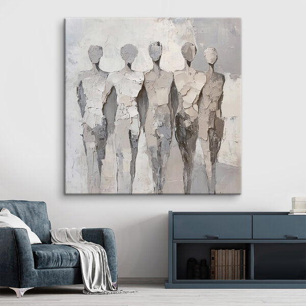 Group of people painted in white Group of people painted in white