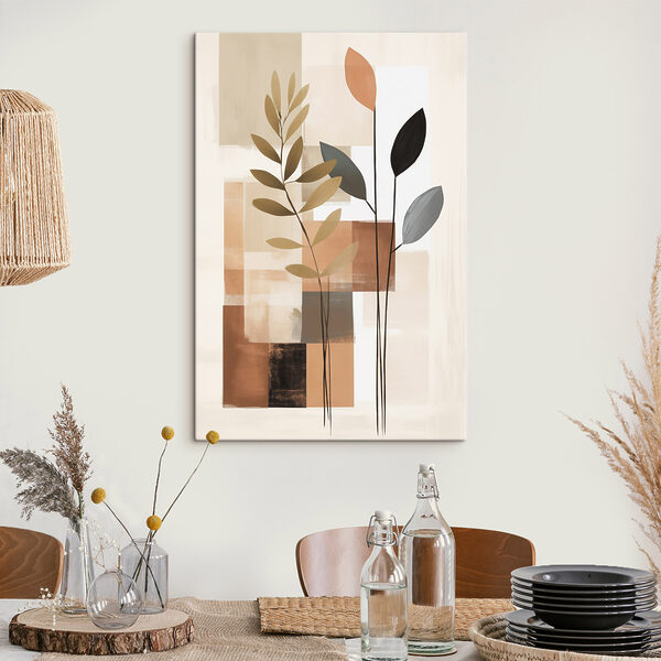 Painting of leaves and squares Painting of leaves and squares