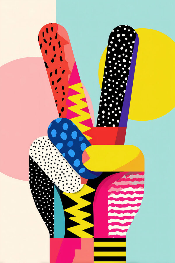 Hand with different colored shapes Hand with different colored shapes