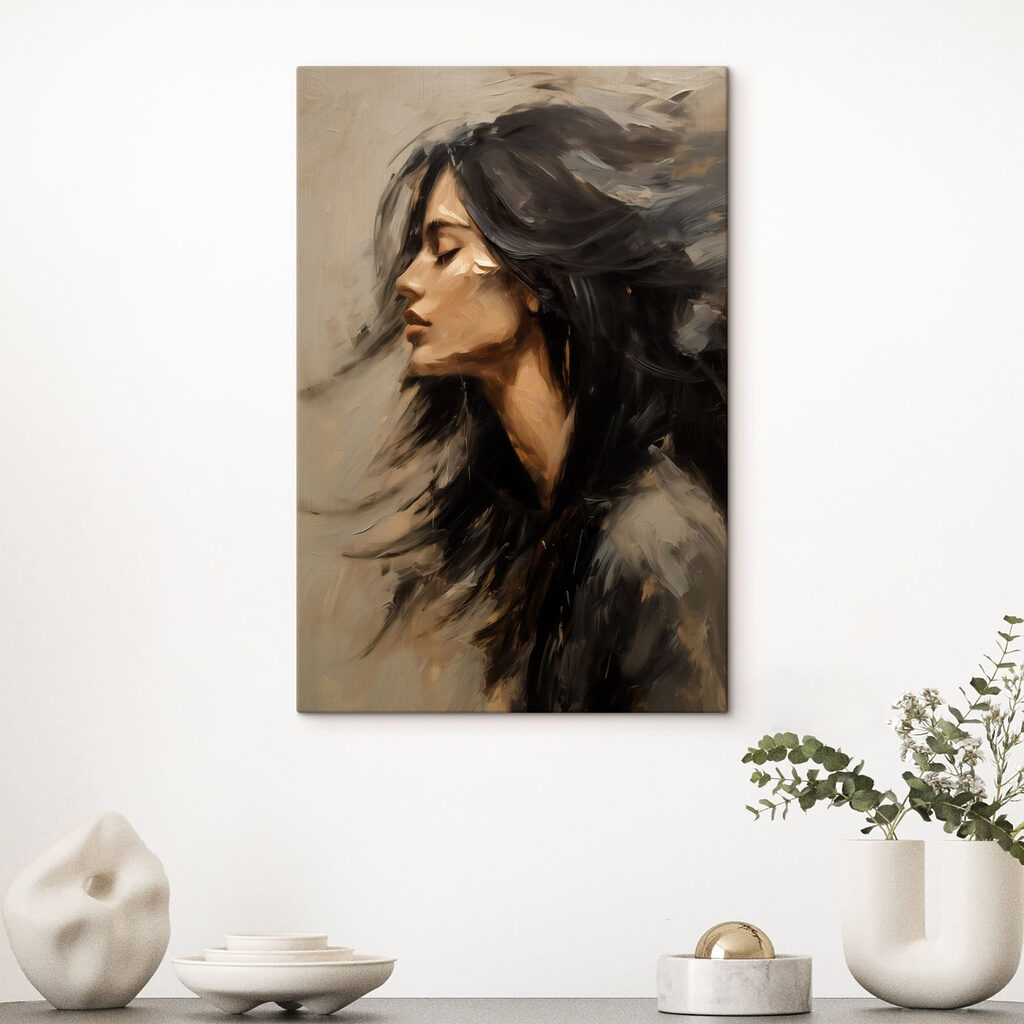 Painting of a woman with long hair Painting of a woman with long hair