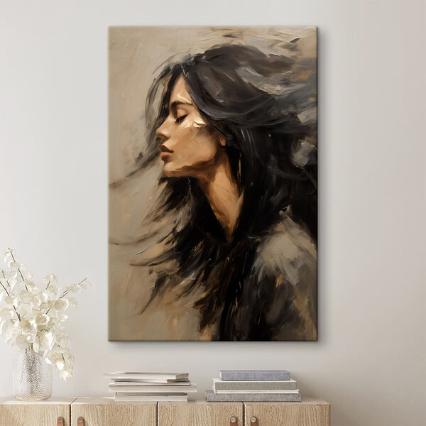 Painting of a woman with long hair Painting of a woman with long hair