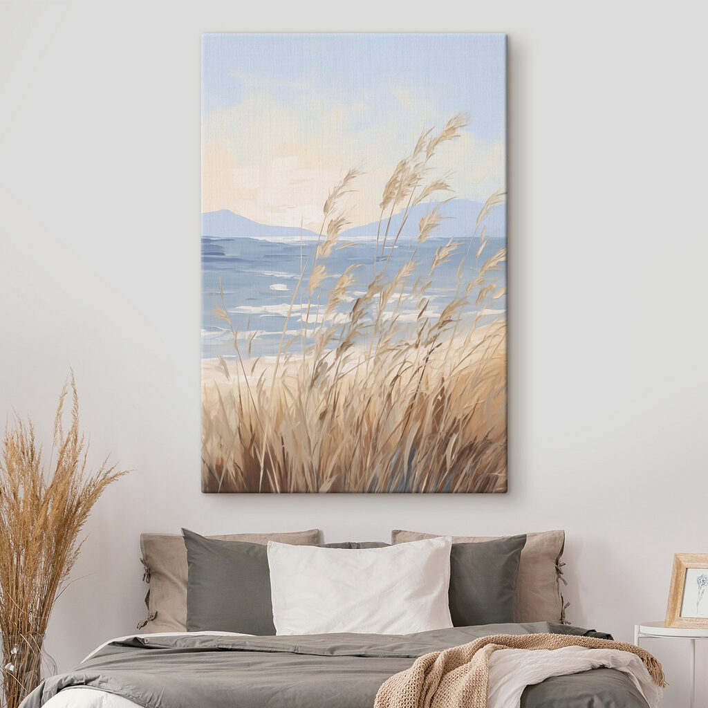 Gentle waves meet swaying grass